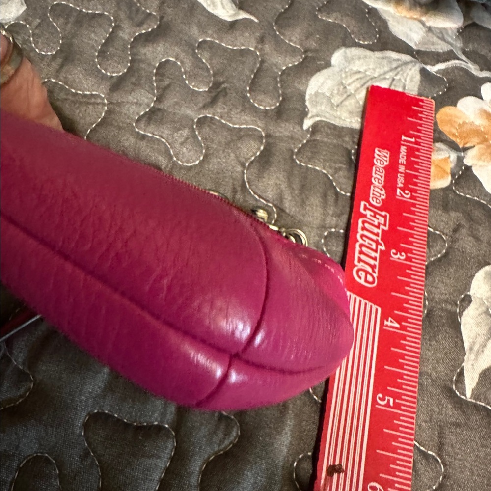 Hot Pink Leather Wristlet Bag - Picture 7 of 8